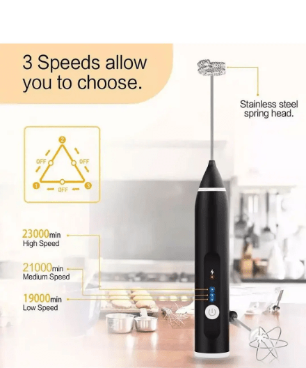 3 Modes USB Speed Adjustable Electric Milk Frother Coffee & Egg Beater - zartek.store