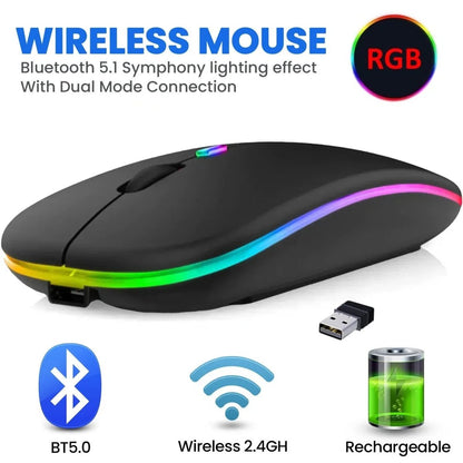 Hawk HK01 Bluetooth Dual - Mode Rechargeable RGB Silent Click Mouse - zartek.store