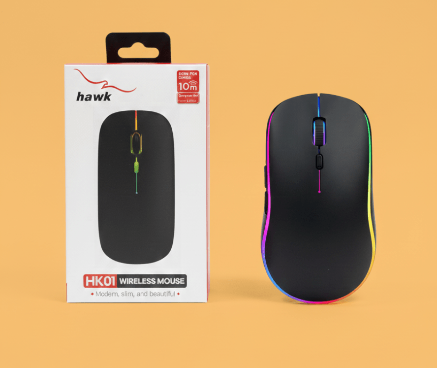 Hawk HK01 Bluetooth Dual - Mode Rechargeable RGB Silent Click Mouse - zartek.store